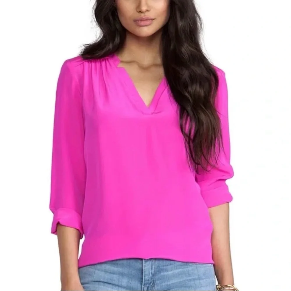 Amanda Uprichard 100% Silk Fuchsia Blouse - Picture 2 of 6